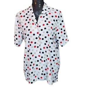 Vintage Koret Bold Polka Dot Button Up Blouse 14